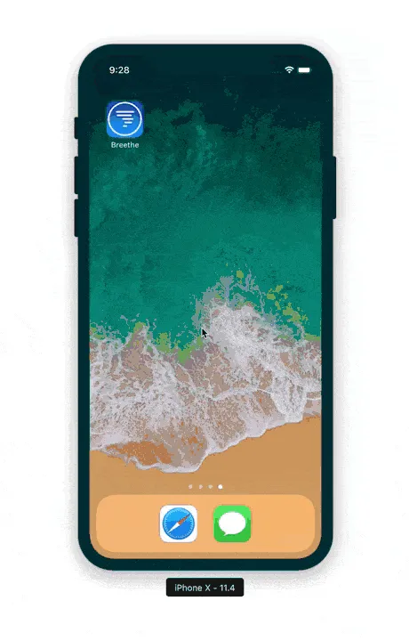 The Breethe PWA starting up standalone