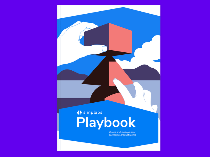 The playbook cover, featuring a vector illustration of hands stacking shapes